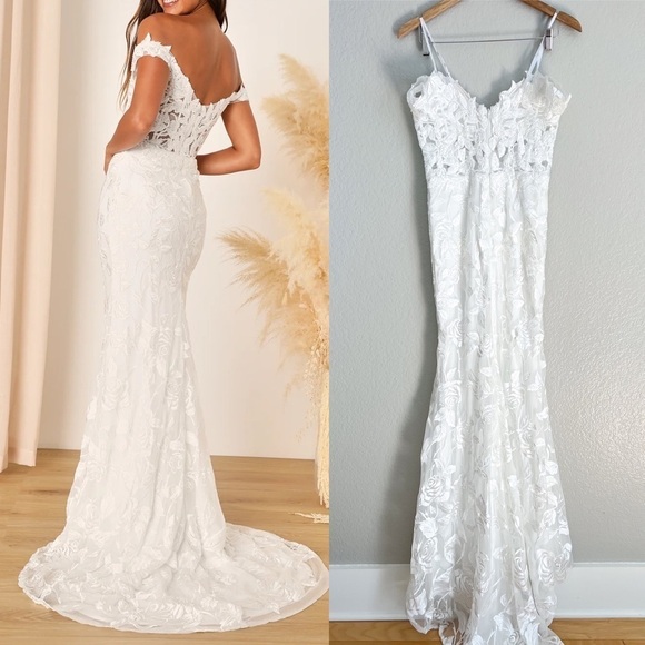 Precious Romance White Embroidered Off-the-Shoulder Maxi Dress - Picture 3 of 11
